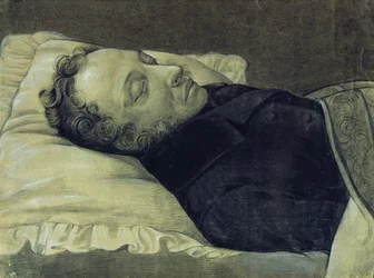 Porträt von Alexander Puschkin auf seinem Sterbebett, 1837